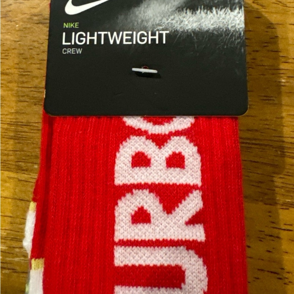 Nike Kid's Crew Socks 2-Pack Size 10C-3Y UN0399 U10 Red Gray NEW With Tags